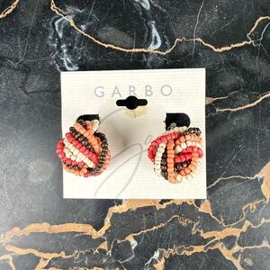 Garbo Vintage Beaded Knot Clip On Earrings Red Black